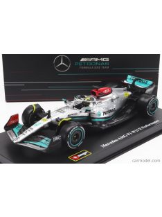   Burago - Mercedes Gp F1 W13E Team Mercedes-Amg Petronas F1 N 44 Season 2022 Lewis Hamilton - With Helmet And Plastic Showcase Silver Green