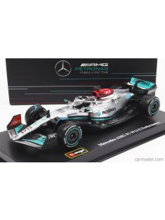   Burago - Mercedes Gp F1 W13E Team Mercedes-Amg Petronas F1 N 63 Season 2022 George Russel - With Helmet And Plastic Showcase Silver Green