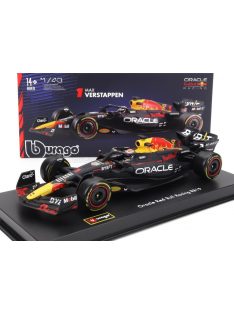   Burago - RED BULL F1  RB19 TEAM ORACLE RED BULL RACING N 1 WORLD CHAMPION SEASON 2023 MAX VERSTAPPEN - CON PILOTA E VETRINA - WITH PILOT AND SHOWCASE MATT BLUE