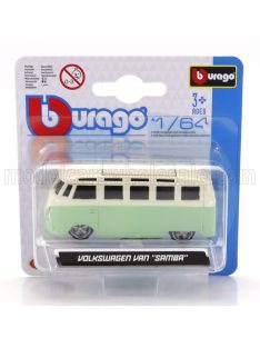   Burago - VOLKSWAGEN T1 SAMBA MINIBUS 1962 CUSTOM 1965 GREEN CREAM