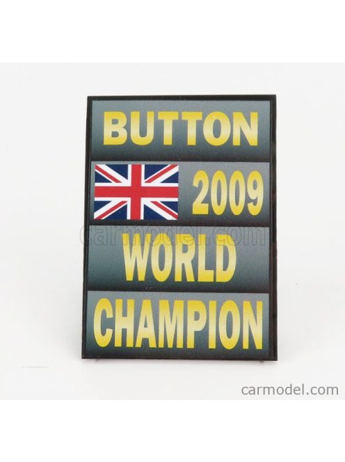 Cartrix - Accessories F1 World Champion Plate Pit Board - Brawn Gp Mercedes Bgp001 N 22 Season 2009 Jenson Button Grey Black Yellow