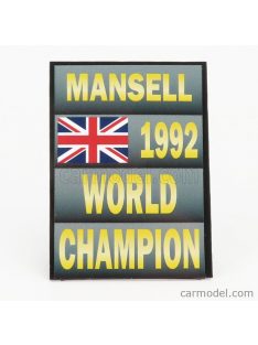   Cartrix - Accessories F1 World Champion Plate Pit Board - Williams Fw14B Renault N 5 Season 1992 Nigel Mansell Grey Black Yellow