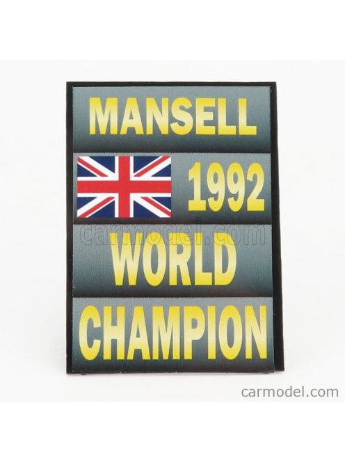 Cartrix - Accessories F1 World Champion Plate Pit Board - Williams Fw14B Renault N 5 Season 1992 Nigel Mansell Grey Black Yellow