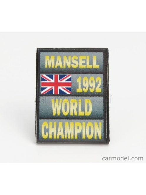 Cartrix - Accessories F1 World Champion Plate Pit Board - Williams Fw14B Renault N 5 Season 1992 Nigel Mansell Grey Black Yellow