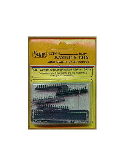 CMK - Button-Head Rivet calibre 1,2 mm 60 pcs with 0,9mm metal drill