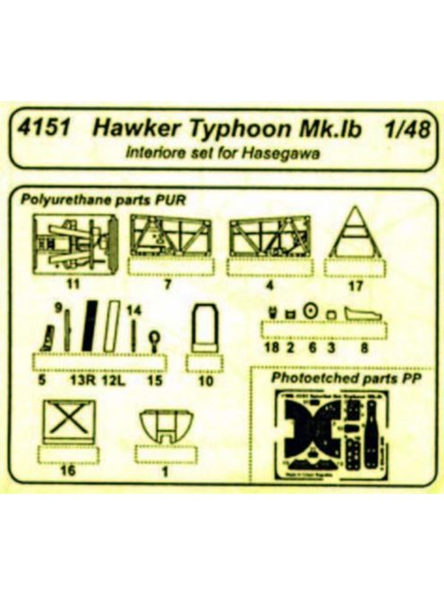 CMK - Hawker Typhoon Mk.Ib  Interior Set für Hasegawa-Bausatz