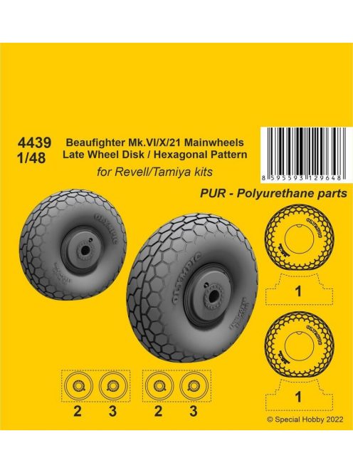 CMK - Beufighter Mk.VI/X/21 Mainwheels - Late Wheel Disk / Hexagonal Tread Pattern