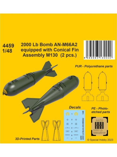 CMK - 1/48 2000 Lb Bomb AN-M66A2 equipped with Conical Fin Assembly M130  (2 pcs.)