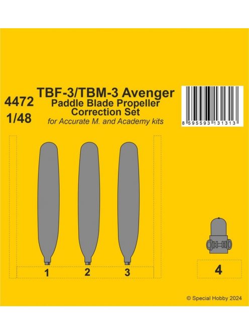 CMK - TBF-3/TBM-3 Avenger Paddle Blade Propeller Correction Set 1/48 for Accurate/Academy kits