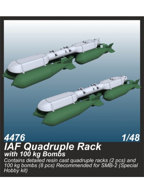 CMK - 1/48 IAF Quadruple Rack with 100 kg Bombs  (2 pcs.) / for SMB-2, Sa'ar and Mirage III kits