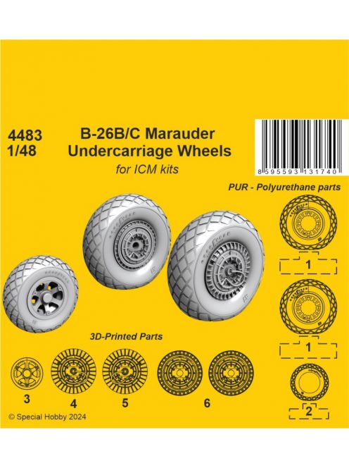 CMK - 1/48 B-26B/C Marauder Undercarriage Wheels / for ICM kit