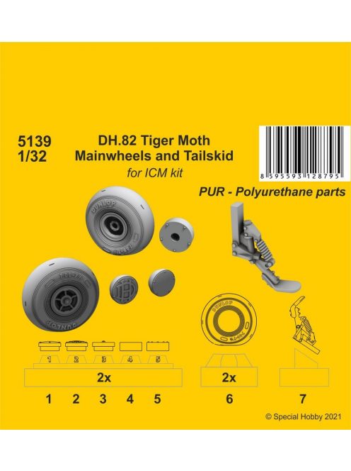 CMK - DH.82 Tiger Moth Mainwheels and Tailskid (ICM kit)