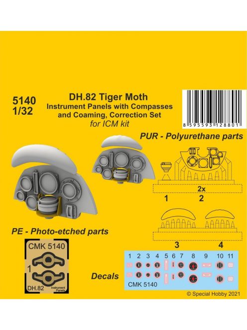 CMK - DH.82 Tiger Moth Instrument P. with Compasses and Coaming, Correction S.