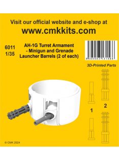   CMK - 1/35 AH-1G Turret Armament - Minigun and Grenade Launcher Barrels (2 of each)