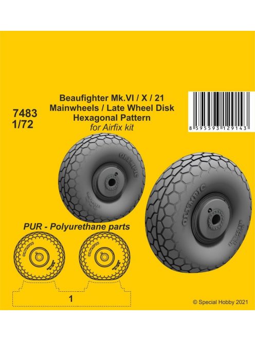 CMK - Beaufighter Mk.VI/X/21 Mainwheels - Late Wheel Disk / Hexagonal Tread Pattern