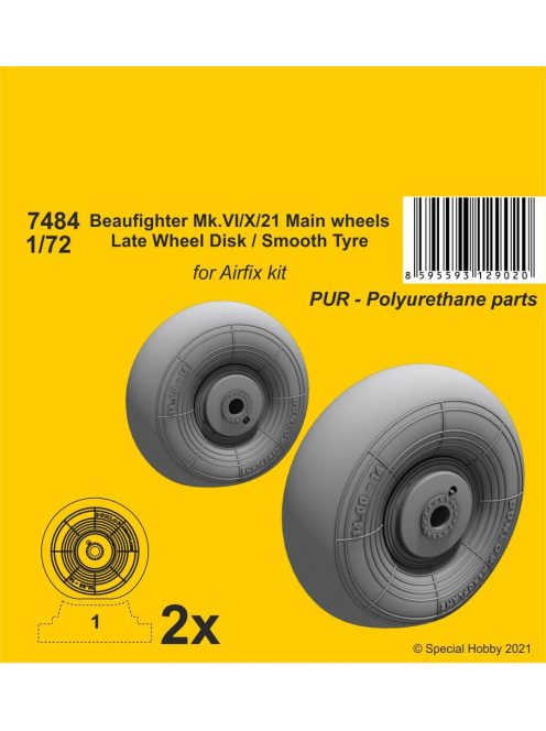 CMK - Beaufighter Mk.VI/X/21 Mainwheels - Late Wheel Disk / Smooth Tyre