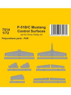   CMK - P-51B/C Mustang Control Surfaces 1/72 / for Arma Hobby kit