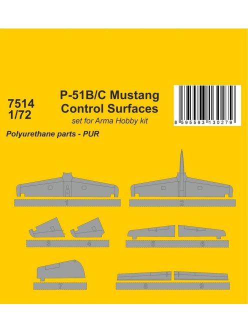 CMK - P-51B/C Mustang Control Surfaces 1/72 / for Arma Hobby kit