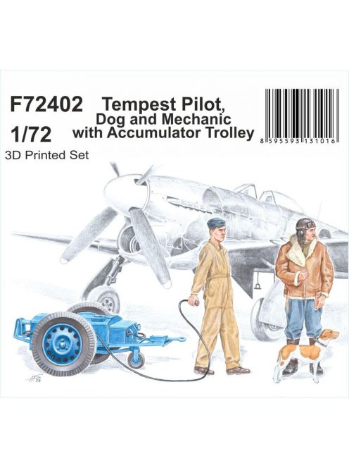 CMK - Tempest Pilot, Dog and Mechanic with Accumulator Trolley 1/72