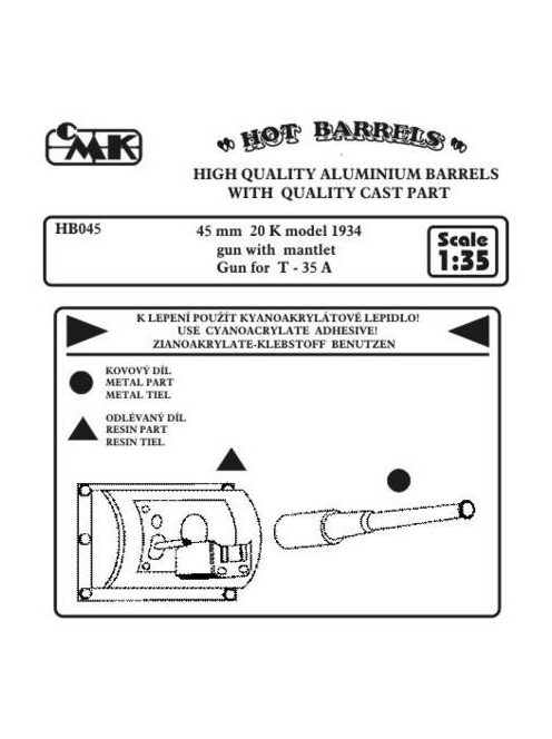 CMK - Kanonenrohr 45 mm 20 K model 1934 gun with mantlet for T-35 A