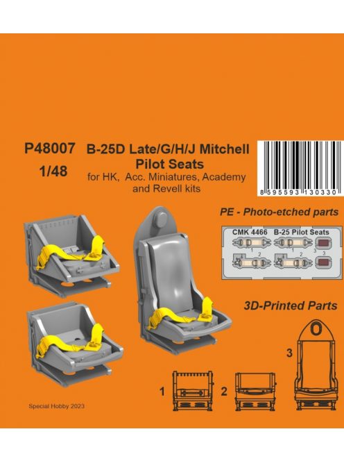 CMK - 1/48 B-25D Late/G/H/J Mitchell Pilot Seats / for HK,  Acc. Miniatures, Academy and Revell kits