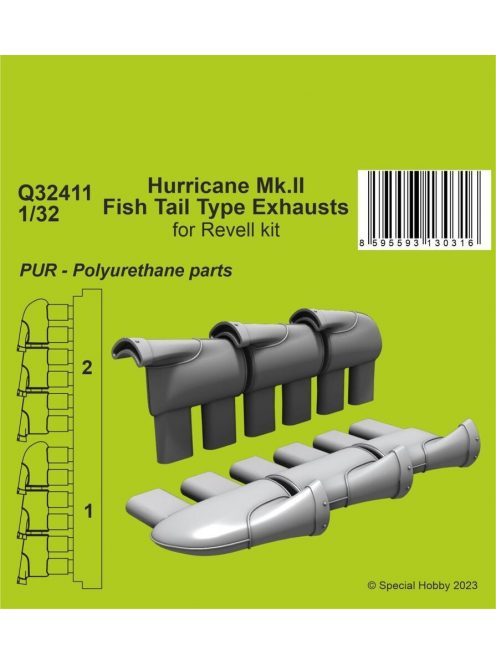 CMK - Hurricane Mk.II Fish Tail Type Exhausts 1/32