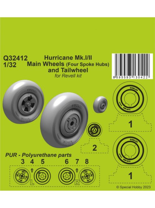 CMK - 1/32 Hurricane Mk.I/II Main Wheels (Four Spoke Hubs) and Tailwheel