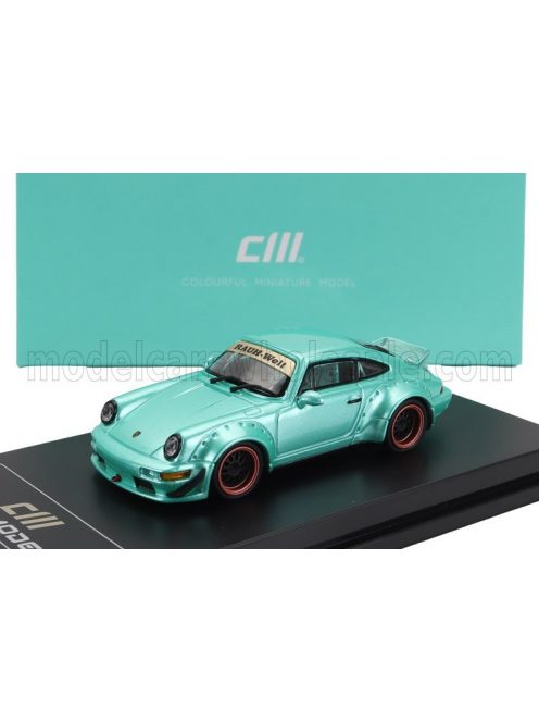 Cm-Models - PORSCHE 911 964 RWB RAUH-WELT COUPE WITH RACING SET WHEELS AND WING 1987 LIGHT GREEN