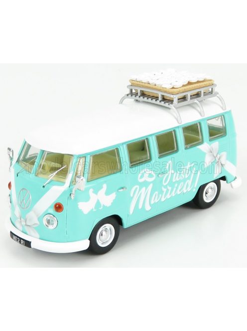 Corgi - VOLKSWAGEN T1 MINIBUS JUST MARRIED 1961 LIGHT BLUE WHITE