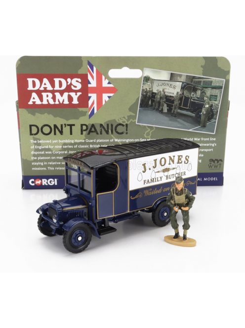 Corgi - THORNYCROFT VAN WITH MILITARY FIGURE MR JONES - DAD'S ARMY - DON'T PANIC MILITARY BLUE