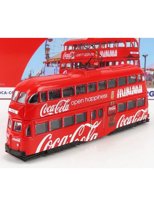 Corgi - BLACKPOOL DECKER DOUBLE TRAM AUTOBUS COCA-COLA OPEN HAPPINESS 1934 RED WHITE