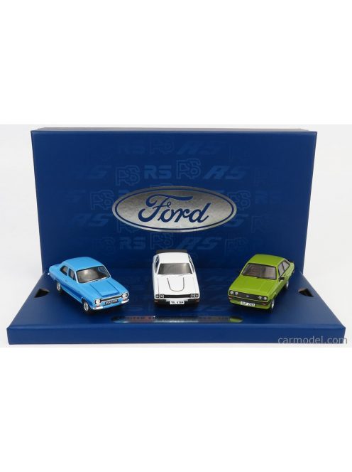 Corgi - Ford England Coffret Box Set 3X 1970S Ford Rs Collection - Escort Mki Rs 2000 1974 - Capri Mki Rs 3100 1971 - Escort Mkii Rs 2000 1976 Olympic Blue - Diamond White - Java Green