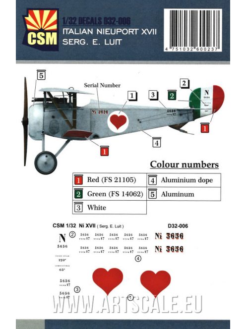 Copper State Models - 1/32 ITALIAN NIEUPORT XVII SERG. E. LUIT