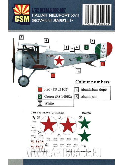 Copper State Models - 1/32 ITALIAN NIEUPORT XVII GIOVANNI SIBELLI