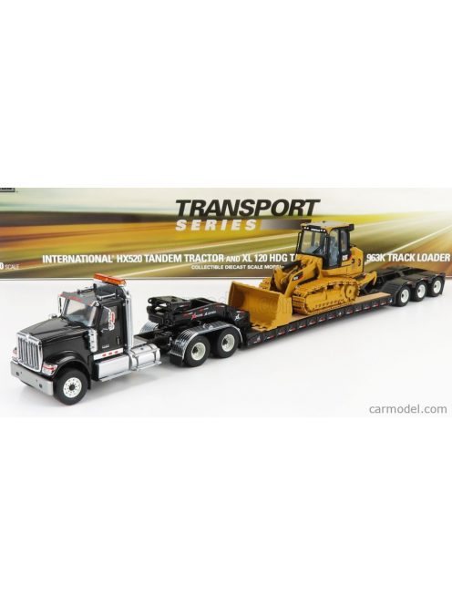 Dm-Models - Caterpillar International Hx520 Truck With Trailer + Cat963K Ruspa Cingolata - Scraper Track Type Tractor Yellow Black