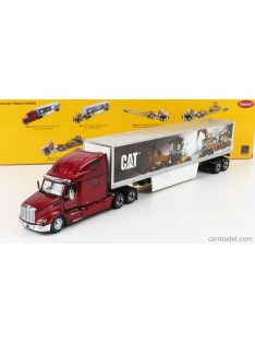   Dm-Models - Peterbilt 579 Truck With Cat Mural Trailer 2011 Red Met Silver