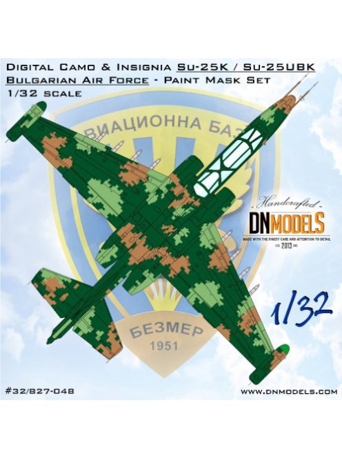 Dnmodels - 1:32 Digital Camo And Insignia Paint Masks Set For Su-25K/Su-25Ubk Bulgarian Air Force (32/827-048)