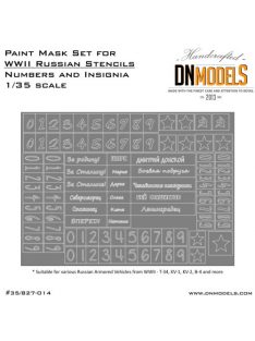   Dnmodels - 1:35 Wwii Russian Stencils For Kv-1, Kv-2, T-34, B-4 Paint Masks Set (35/827-014)