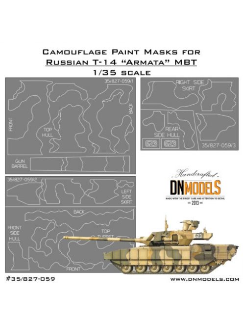 Dnmodels - 1:35 Camouflage T-14 Armata Mbt Paint Masks Set (35/827-059)