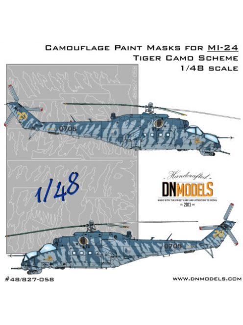 Dnmodels - 1:48 Mil Mi-24 Hind Attack Helicopter Tiger Camo Paint Mask Set (48/827-058)