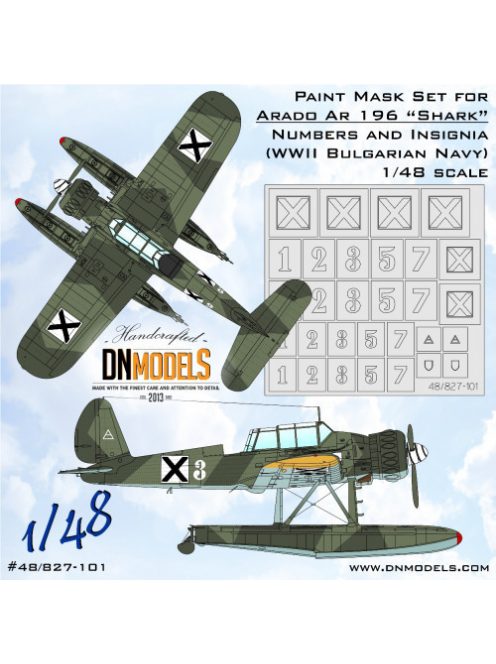 Dnmodels - 1:48 Arado Ar 196 Shark Insignia And Numbers - Wwii Bulgarian Navy Paint Mask Set (48/827-101)