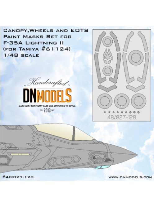 Dnmodels - 1:48 F-35A Lightning Ii Canopy, Wheels And Eots Paint Masks Set For Tamiya Model Kits (48/827-128)