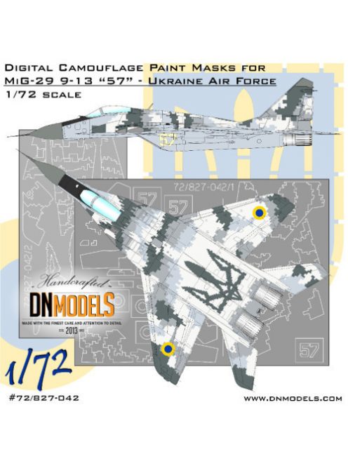 Dnmodels - 1:72 Mig-29 Ghost Of Kyiv Fulcrum-C Ukrainian Digital Camo Paint Mask Set (72/827-042)