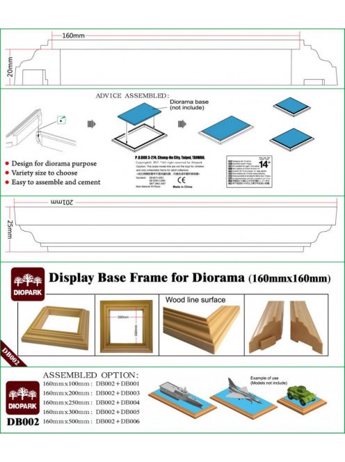 Diopark - Display Base Frame for Diorama 160mm (2 frames in box)