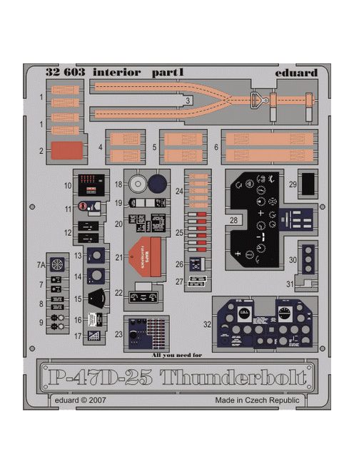 Eduard - P-47D-25 Thunderbolt Interior Self Adhesive for Hasegawa