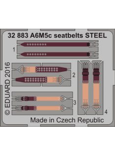 Eduard - A6M5C Seatbelts Steel for Hasegawa 