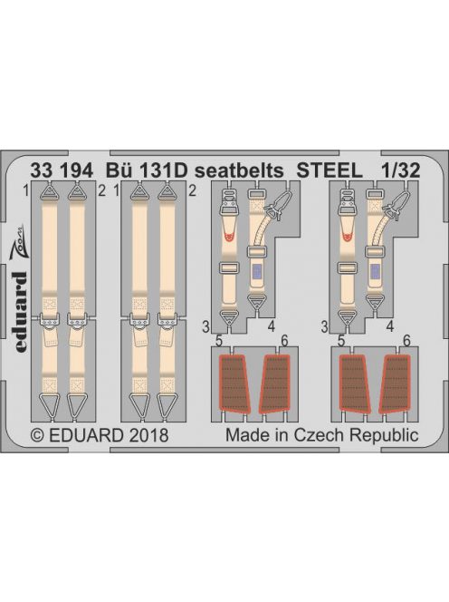 Eduard - Bü 131D Seatbelts Steel for ICM