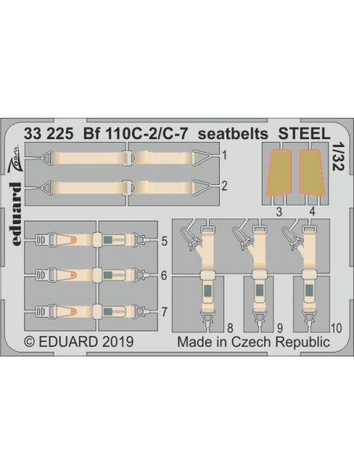 Eduard - Bf 110C-2/C-7 Seatbelts Steel for Revell