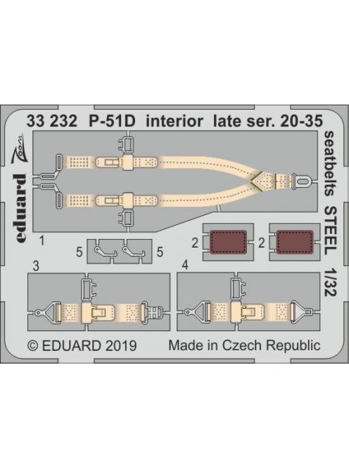 Eduard - P-51D Interior Late Ser. 20-35 Seatbelts Steel forTamiya