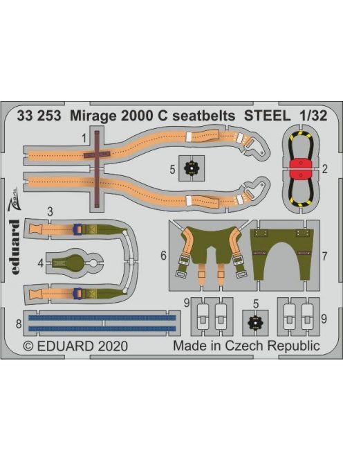 Eduard - Mirage 2000 C seatbelts STEEL for Kitty Hawk